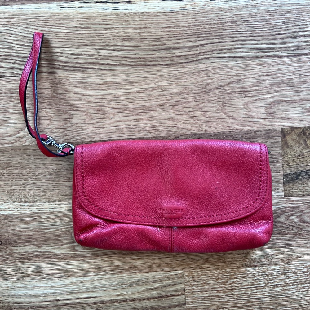 COACH Red Leather Wristlet